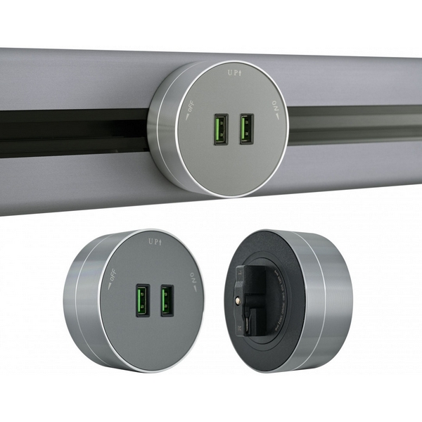 Трековая розетка USBx2 Arte Milano Am-track-sockets 380011TS/USBx2 Grey