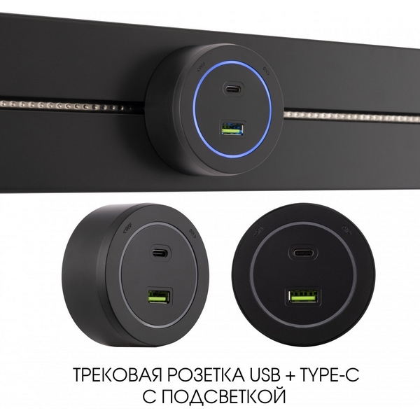 

Трековая розетка USB+Type-C с подсветкой Arte Milano Am-track-sockets-39 399731TS/USB-Type-C Black, Черный, Am-track-sockets-39 399731TS/USB-Type-C Black