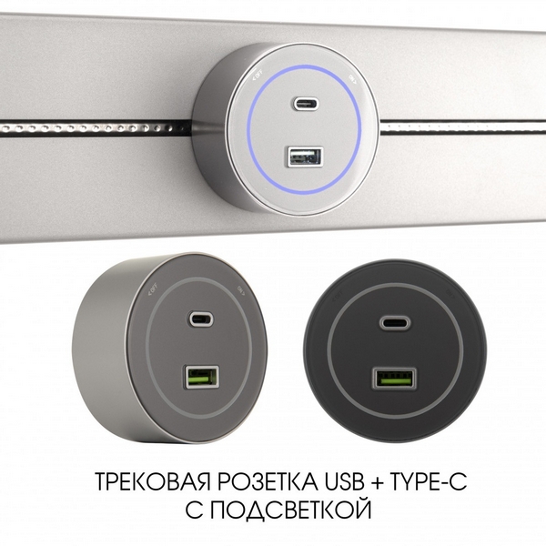 

Трековая розетка USB Type A+С 3.1A 250V с подсветкой (серебро) Arte Milano Am-track-sockets-39 399732TS/USB-Type-C Silver, Am-track-sockets-39 399732TS/USB-Type-C Silver