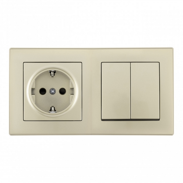 Изображение товара Встраиваемая розетка Arte Milano с заземлением и шторками шампань