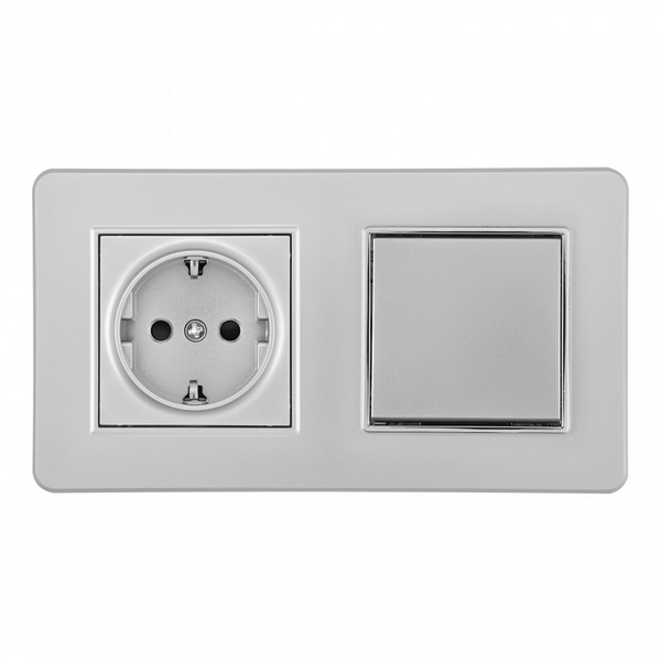 Изображение товара Розетка Arte Milano SET16-2 с заземлением и шторками серебро