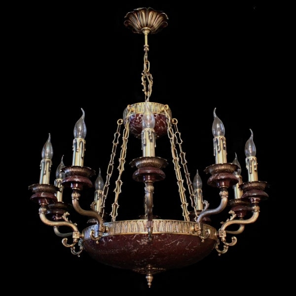 Изображение товара Подвесная люстра НК-О-10+3 АНТИС Бордовая яшма