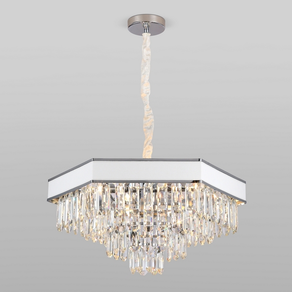 

Подвесная люстра хрустальная Pelle 329/9 (Bogate's), Хром, Pelle 329/9 хром / белый
