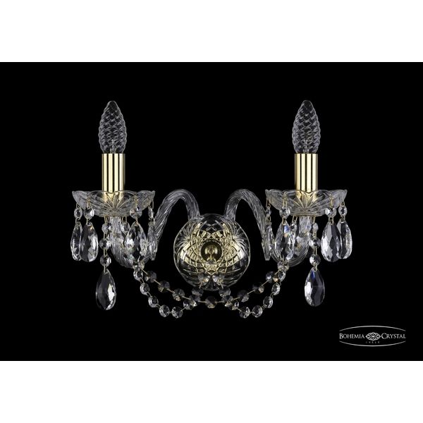 

Бра хрусталь Bohemia 1402 1402B/2/160/G подсвечник с подвесками, Золото, 1402 1402B/2/160 G