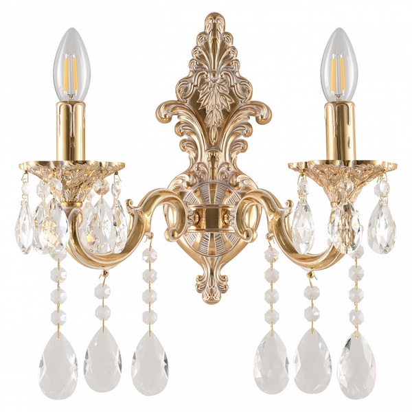 Изображение товара Бра Bohemia AL7801B14 2xE14 зеркальное золото хрустальные подвески