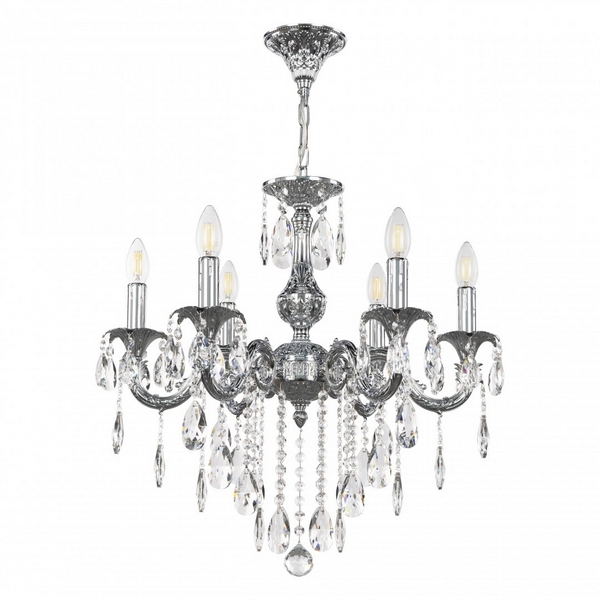 Изображение товара Bohemia AL7901 AL79101/6/175 B Ni — подвесная люстра, 6xE14, никелированная, хрустальные подвески