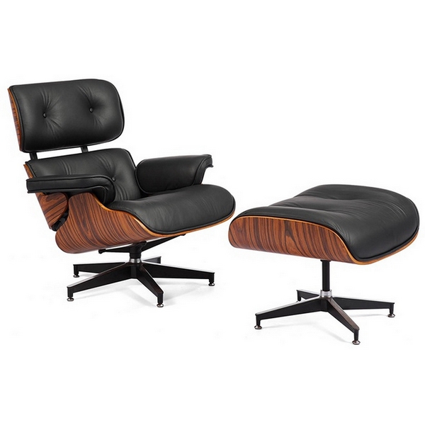 Кресло и оттоманка чёрные Bradex Home Eames Lounge Chair FR 0016-17