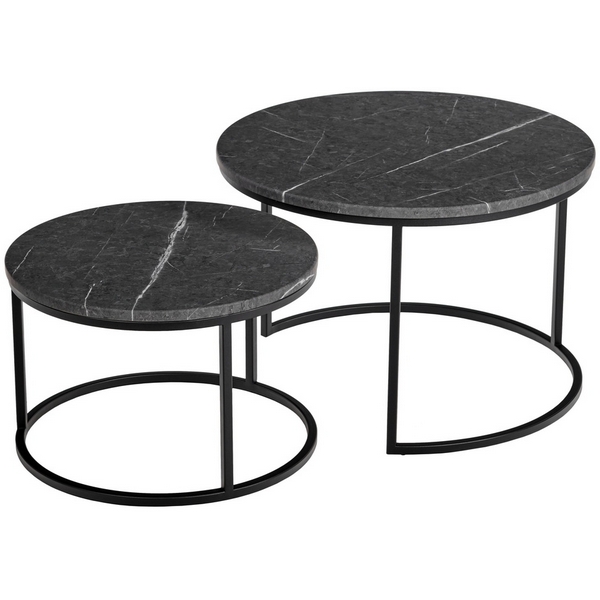 Набор кофейных столиков серый мрамор с чёрными ножками, 2шт Bradex Home Tango RF 0206