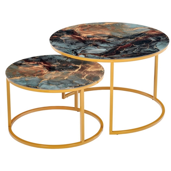 Набор кофейных столиков космический с ножками матовое золото, 2шт Bradex Home Tango RF 0350
