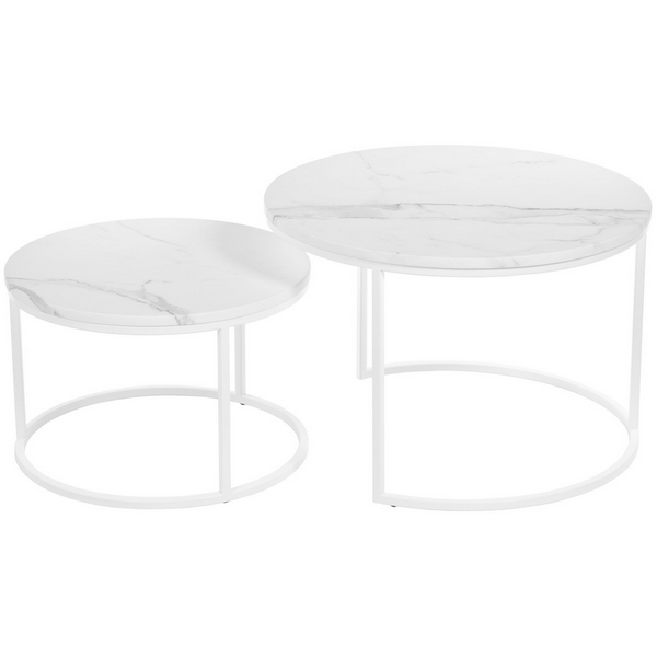 Набор кофейных столиков белый мрамор с белыми ножками, 2шт Bradex Home Tango RF 0351
