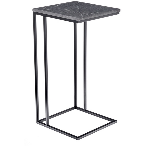Придиванный столик 35x35см, серый мрамор с чёрными ножками Bradex Home Loft RF 0355