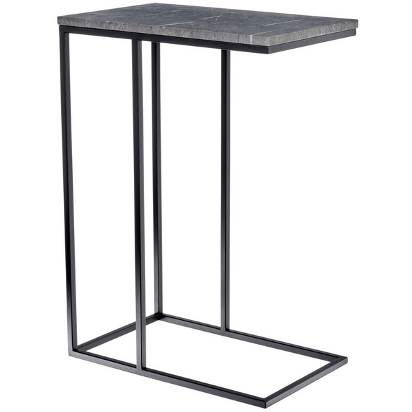 Придиванный столик 50x30см, серый мрамор с чёрными ножками Bradex Home Loft RF 0357