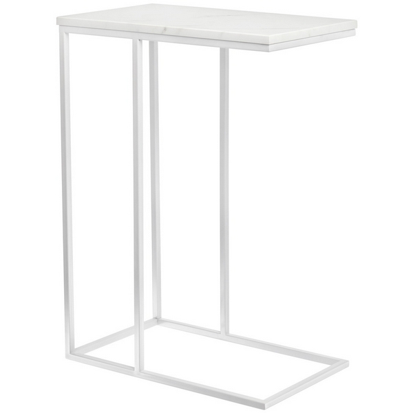 Придиванный столик 50x30см, белый мрамор с белыми ножками Bradex Home Loft RF 0359