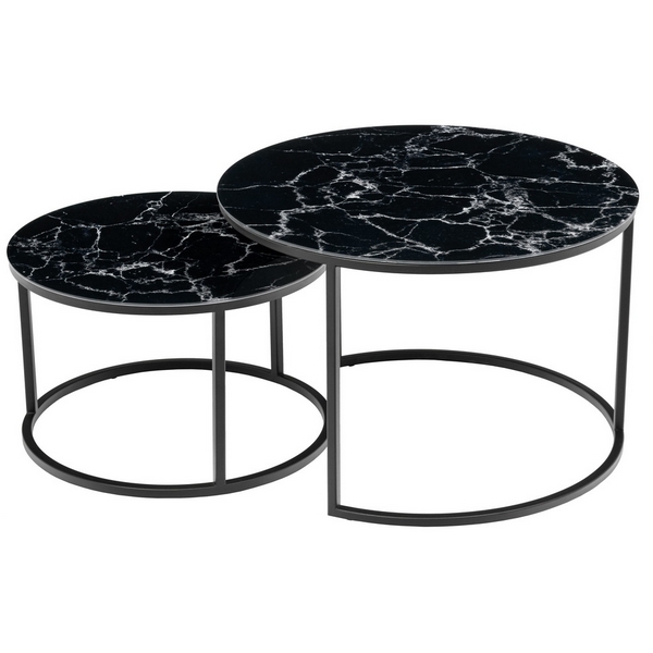 Набор кофейных столиков чёрный мрамор с чёрными ножками, 2шт Bradex Home Tango RF 0375