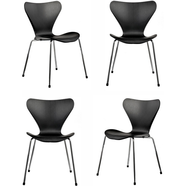 

Комплект из 4-х стульев Bradex Home Seven Style черный с хромированными ножками (FR 0425K), Seven Style FR 0425K