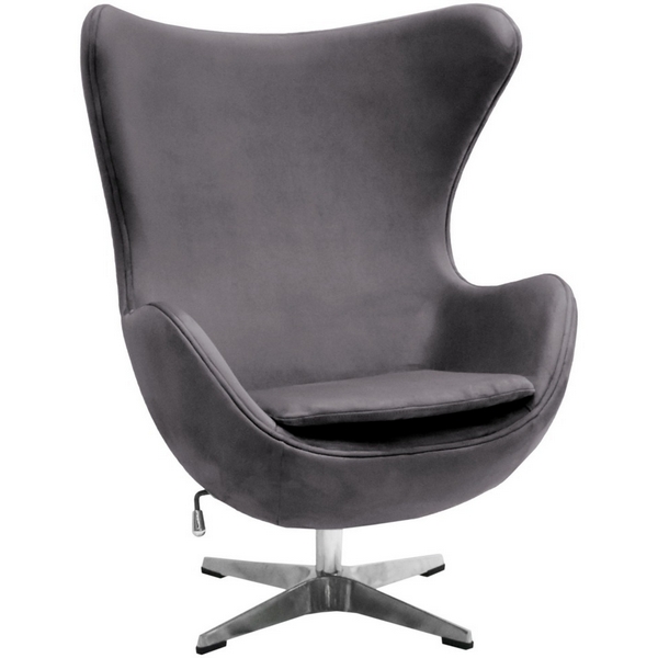 

Кресло EGG STYLE CHAIR тёмно-серый, искусственная замша Bradex Home арт.FR 1048, EGG STYLE CHAIR FR 1048