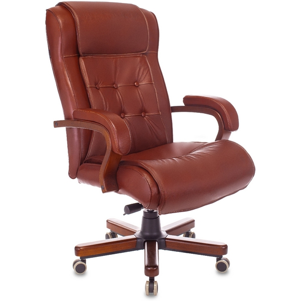 

Кресло руководителя Бюрократ T-9926WALNUT светло-коричневый Leather Eichel кожа крестовина металл/дерево, T T-9926WALNUT/CHOK