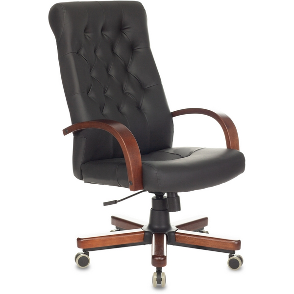 

Кресло руководителя Бюрократ T-9928WALNUT/ECO черный эко.кожа крестовина металл/дерево, T T-9928WALNUT/ECO-B