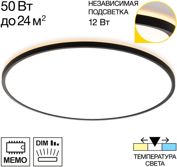 

Настенно-потолочный светильник светодиодный с подсветкой Citilux Norma CL748601, Белый, Norma CL748601