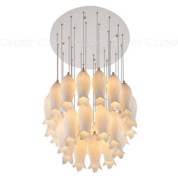

Потолочная люстра каскадная Cloyd Argana 11235 (цветы, птички), Белый, Argana 11235
