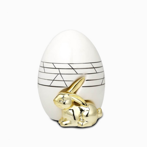 Изображение товара Статуэтка Line planet rabbit Cosmo FF-D23052 из керамики белая с золотом, 19 см