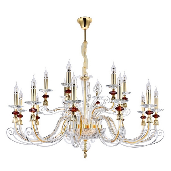 

Большая подвесная люстра CATARINA SP12+6 GOLD/TRANSPARENT-COGNAC (Crystal Lux), Золото, Catarina CATARINA SP12+6 GOLD/TRANSPARENT-COGNAC