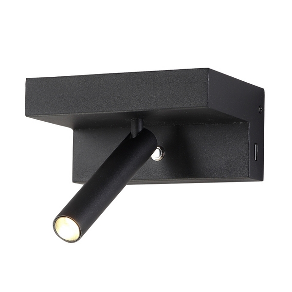 

Бра светодиодное с выключателем и USB-портом Crystal Lux CLT 228W USB BL, Черный, CLT 228 CLT 228W USB BL