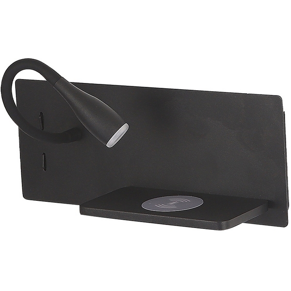 

Настенный светильник с беспроводным ЗУ на гибкой ножке и выключателем Crystal Lux ELQI AP11W LED BL, Черный, Elqi ELQI AP11W LED BL