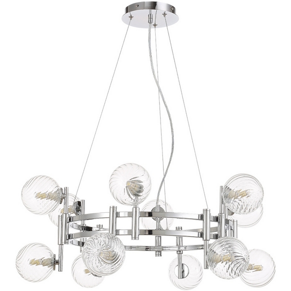 

Подвесная люстра Crystal Lux LUXURY SP12 CHROME (плафоны шарики), Прозрачный, Luxury LUXURY SP12 CHROME