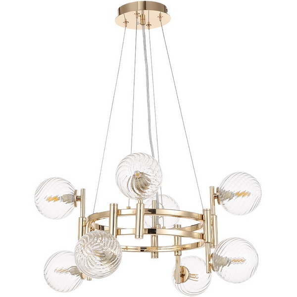 

Подвесная люстра Crystal Lux LUXURY SP8 GOLD (плафоны шарики), Прозрачный, Luxury LUXURY SP8 GOLD