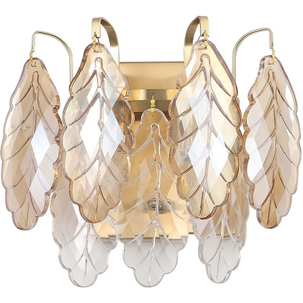 

Бра хрусталь Crystal Lux TREVI AP2 BRASS листья, Янтарный, Trevi TREVI AP2 BRASS