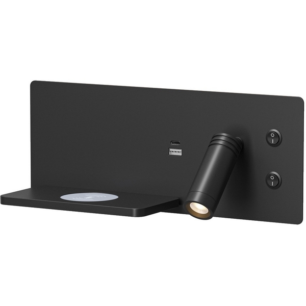 

Спот светодиодный с беспроводным ЗУ и USB-портом левый Denkirs Chargelux DK5092-BK, Черный, CHARGELUX DK5092-BK