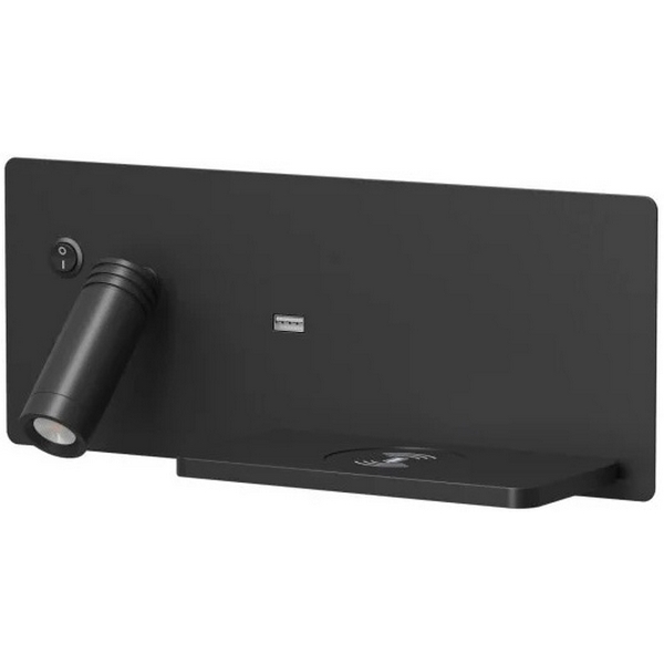 

Настенный светильник светодиодный Denkirs Chargelux DK5093-BK с функцией беспроводной зарядки, USB-A , 3Вт+8Вт, 3000К, правый, алюминий, черный, CHARGELUX DK5093-BK