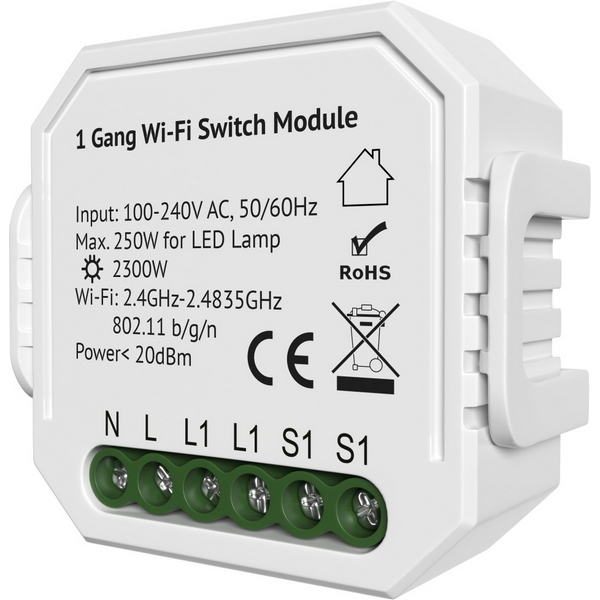 

Wi-Fi реле с голосовым управлением и управлением со смартфона RL1001-SM/1 Denkirs, RL1000 RL1001-SM/1