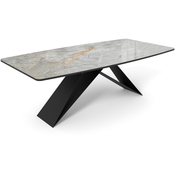 

Стол DikLine SKY220 Керамика Titanium Silver River Polished/подстолье черное/опоры черные (2 уп.), Dikline, 00-00073158