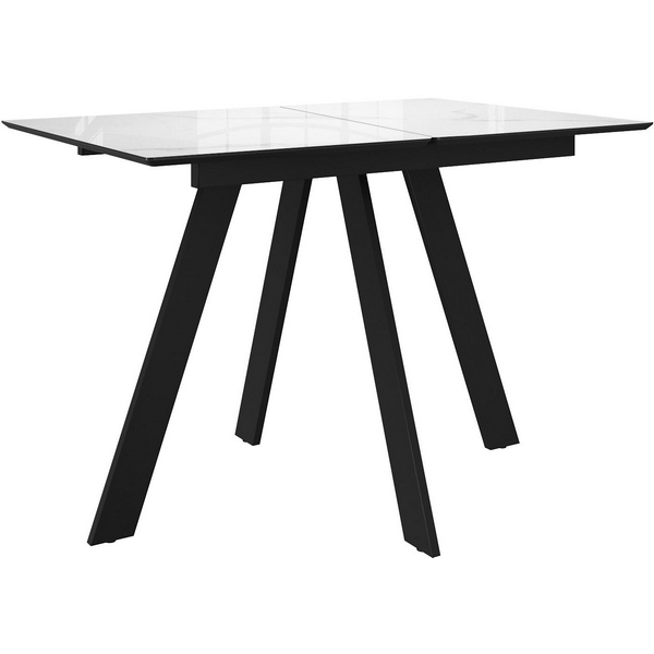 Стол DikLine DKD120 керамика 120(160)х80, Carrara Gloss (мрамор глянец белый), опоры черные (2уп.) 00-00085033 Dikline