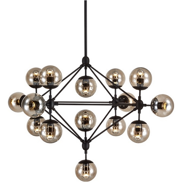 

Потолочная люстра молекулы на штанге Delight Collection Modo 8916P/15 black/cognac DeLight Collection, Черный, MODO 8916P/15 black/cognac