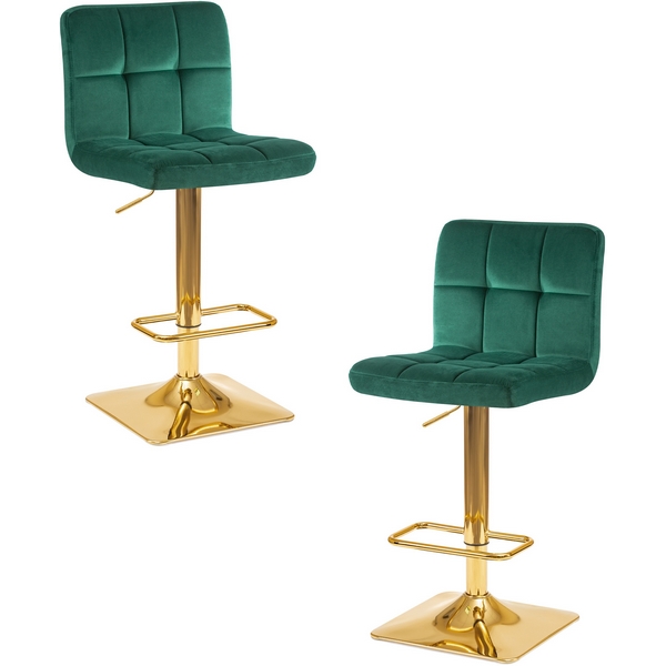 Изображение товара Набор 2 барных стульев DOBRIN GOLDIE зеленый велюр регулируемые