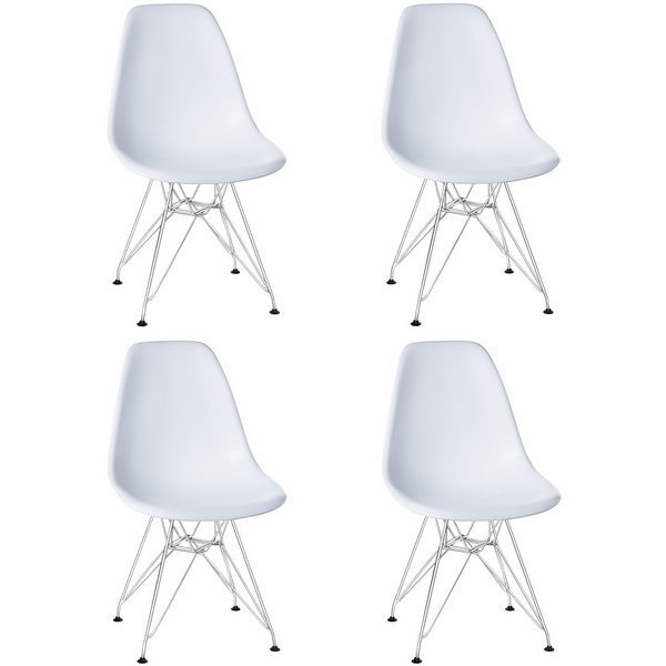 Изображение товара Набор 4 обеденных стула DOBRIN DSR хром белый современный скандинавский дизайн