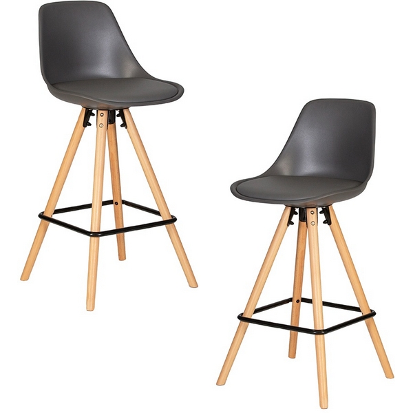 

Набор 2 шт стул полубарный DOBRIN RONNI (ножки светлый бук, тёмно-серый (GR-04)) Dobrin, LMZL-PP759A-1-N_LB-MTR_EL-GR-04