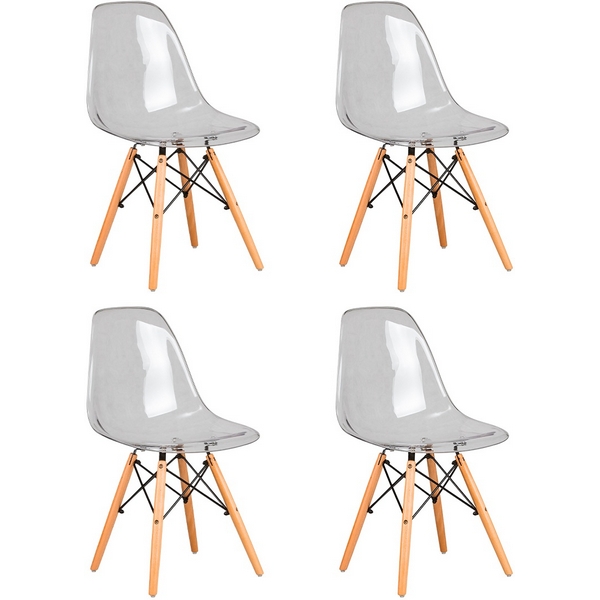 Изображение товара Набор 4 обеденных стульев DOBRIN DSW CASPER светлый бук прозрачный