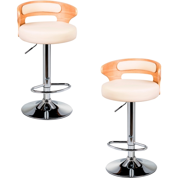 Изображение товара Набор 2 шт барных стульев DOBRIN FRED из фанеры и экокожи, регулировка высоты