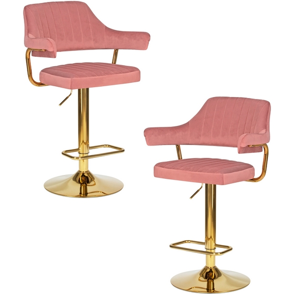 Изображение товара Набор 2 шт барных стульев DOBRIN CHARLY GOLD, мягкое велюровое сиденье