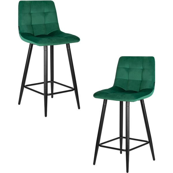 Изображение товара Набор 2 барных стульев DOBRIN OLIVIA зеленый велюр черные ножки