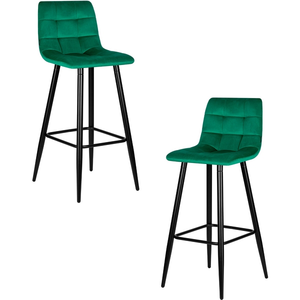 Изображение товара Набор стульев барных DOBRIN NICOLE с зелёным велюром и черными ножками