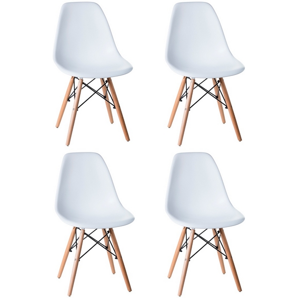 

Набор 4 шт Стул обеденный DOBRIN DSW (ножки светлый бук, цвет белый (W-02)) Dobrin, SET-4 638PP-LMZL DSW