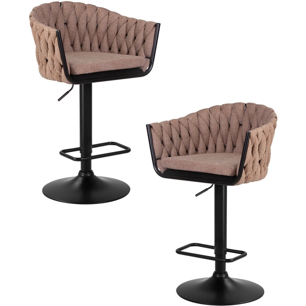 Изображение товара Набор 2 шт Стул барный DOBRIN LEON коричневая ткань регулируемый вращающийся