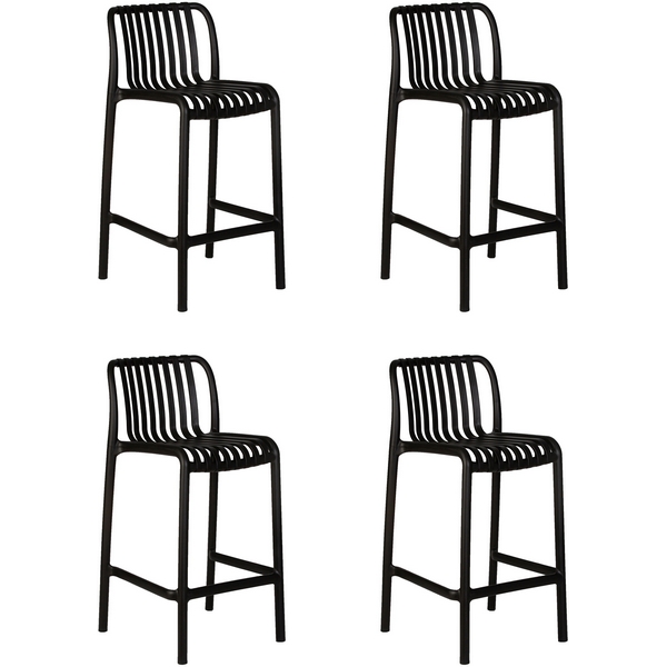 

Набор 4 шт стул с подставкой для ног с каркасом из пластика полубарный DOBRIN CHLOE (черный) Dobrin, SET-4 777-1PP-LMZL CHLOE