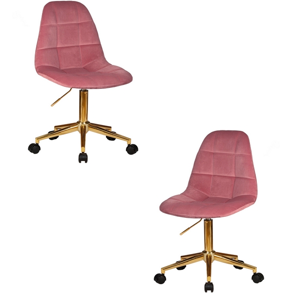 

Набор 2 шт Офисное кресло для персонала DOBRIN MONTY GOLD (розовый велюр (MJ9-32)) Dobrin, SET-2 9800-Gold-LM MONTY GOLD