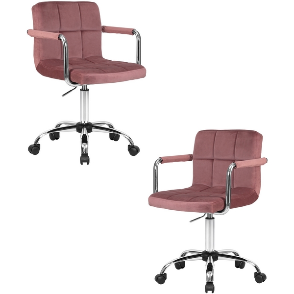 

Набор 2 шт Офисное кресло для персонала DOBRIN TERRY (пудрово-розовый велюр (MJ9-32)) Dobrin, SET-2 9400-LM TERRY
